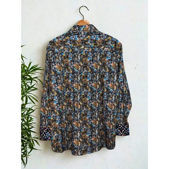 Robert Graham Shirt L Geometric All Over Print Flip Cuff NWOT Classic Fit - Picture 6 of 10